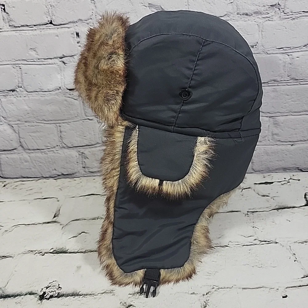 Tough‎ Outfitters Trapper Hat One Size Faux Fur Warm Waterproof Winter Snow Hat
